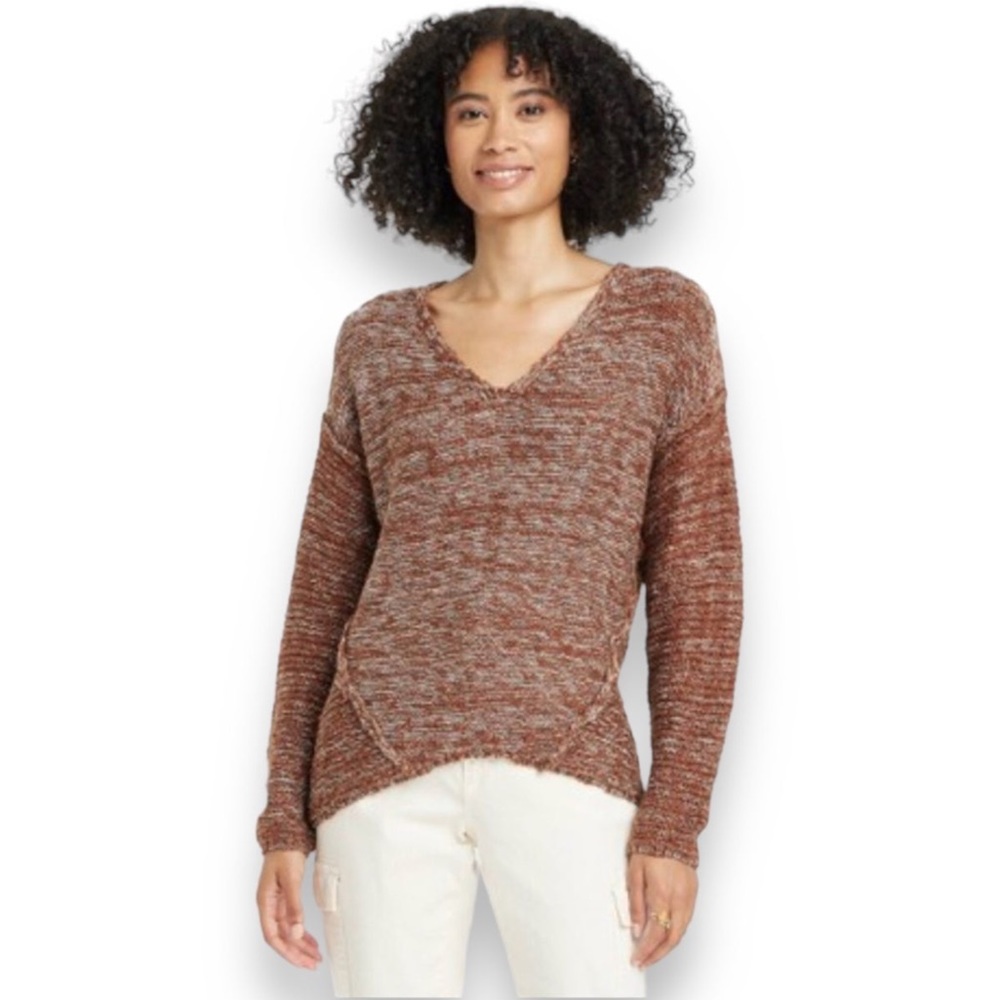Universal Thread Women’s V Neck Pullover Sweater, Brown, size XS